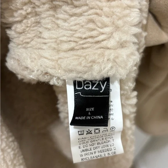 Beige Tan Teddy Button Up Jacket for Women - Picture 6 of 6